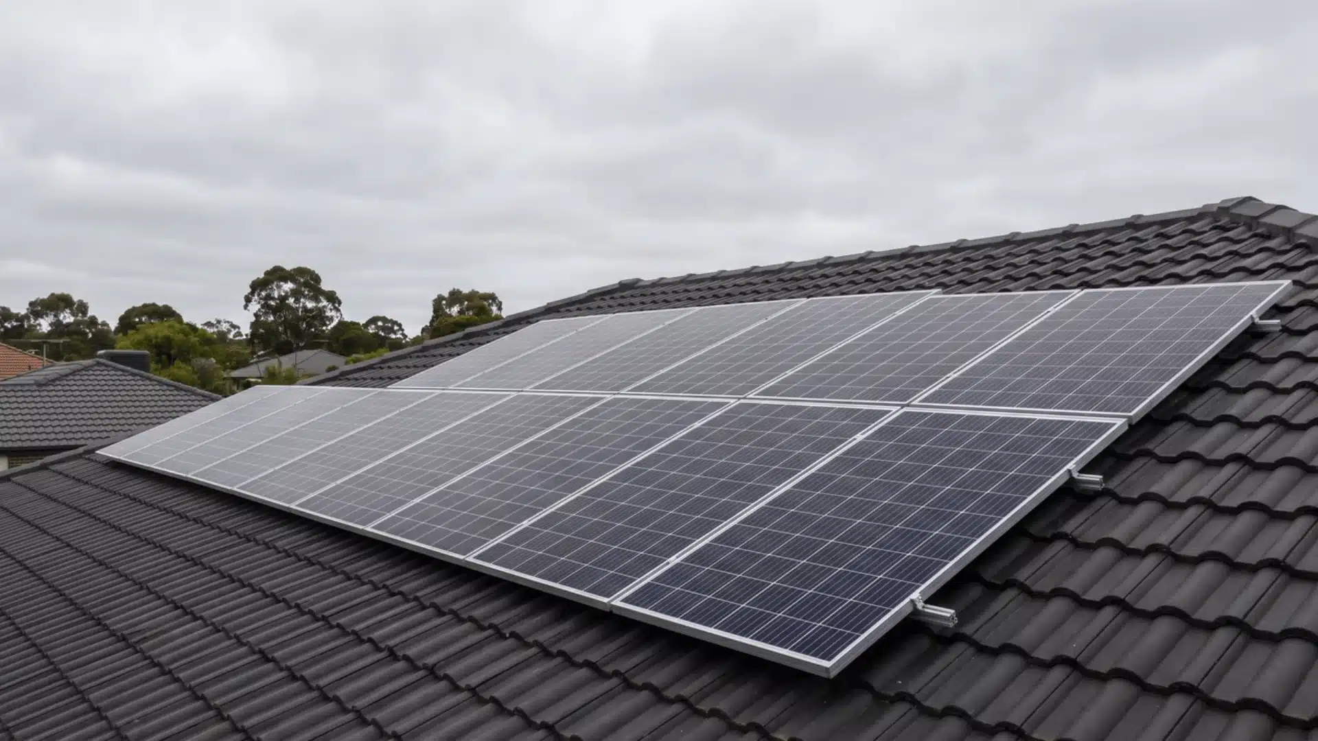 solar panels under thin clouds with diffused sunlight