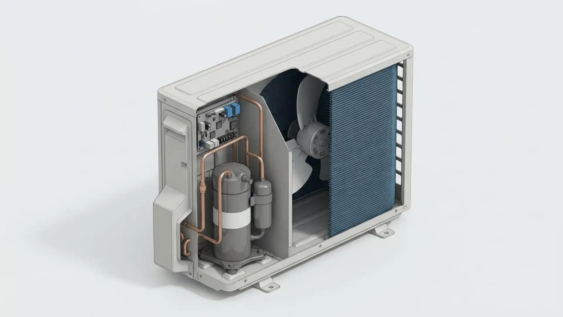 3D render of mini-split inverter compressor components