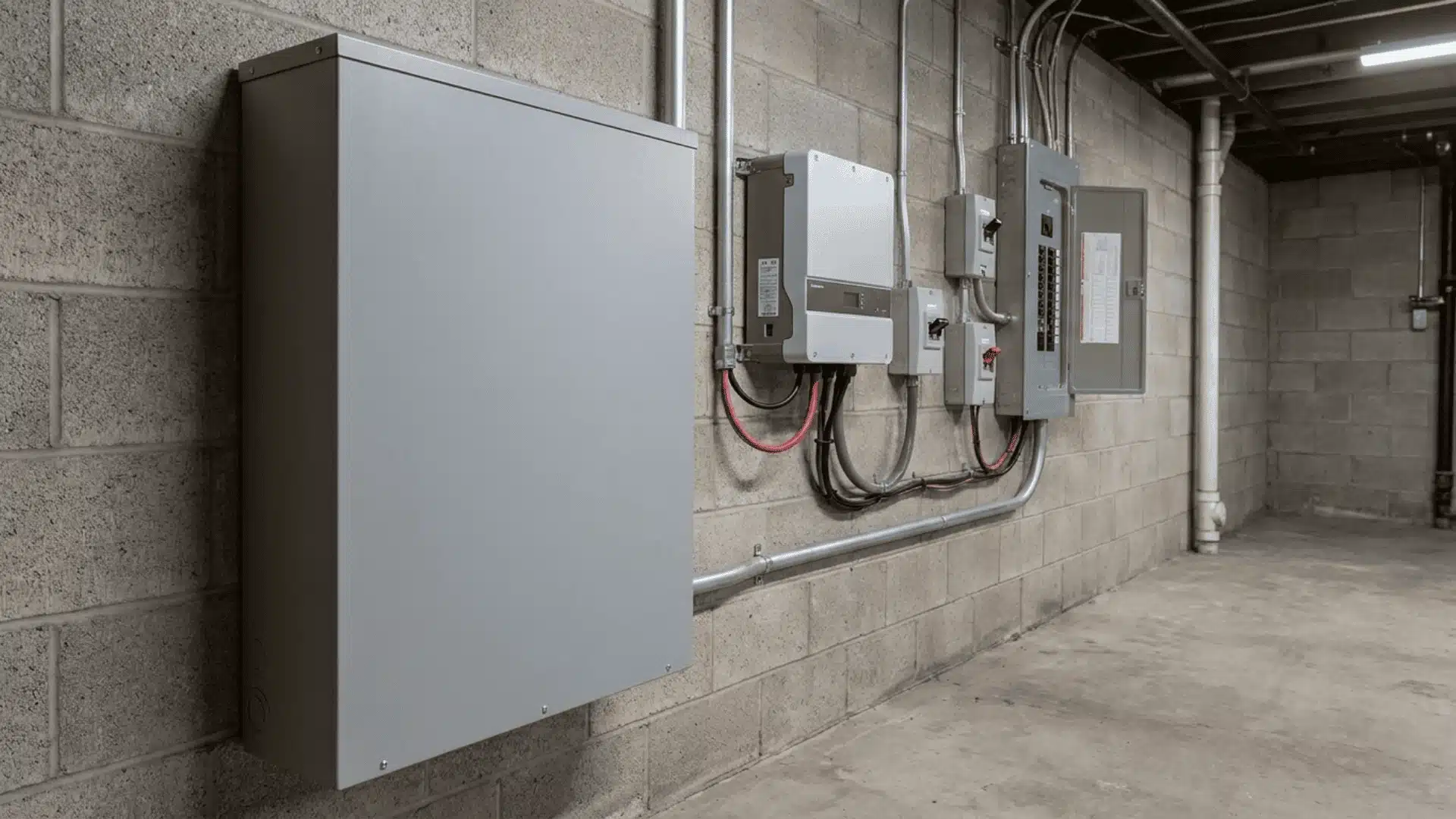 wall mounted solar battery connected to home electrical system