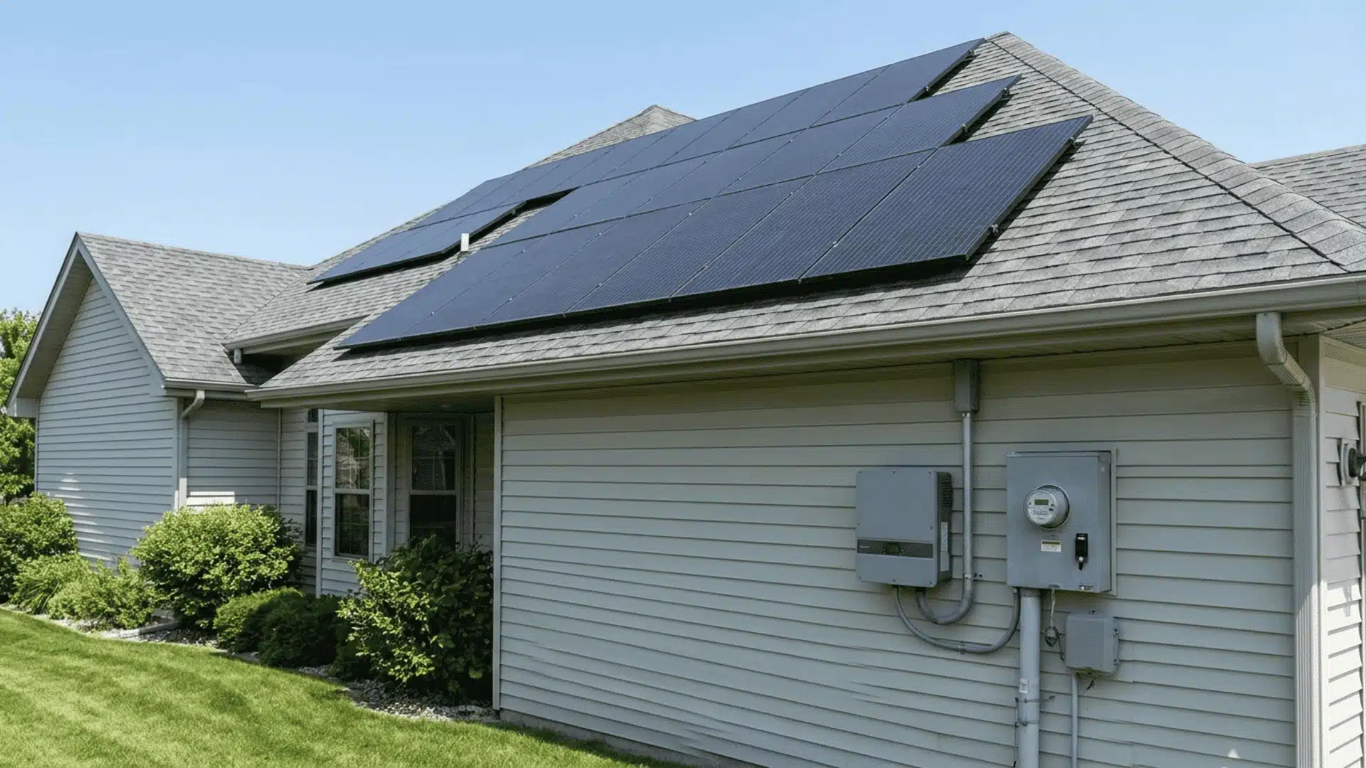 solar panels connected to home meter and inverter system