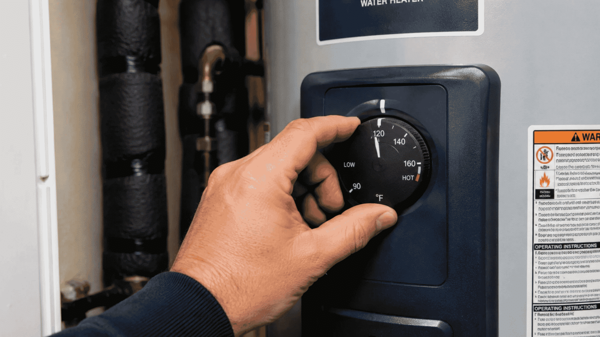 Adjusting water heater temperature dial to save energy