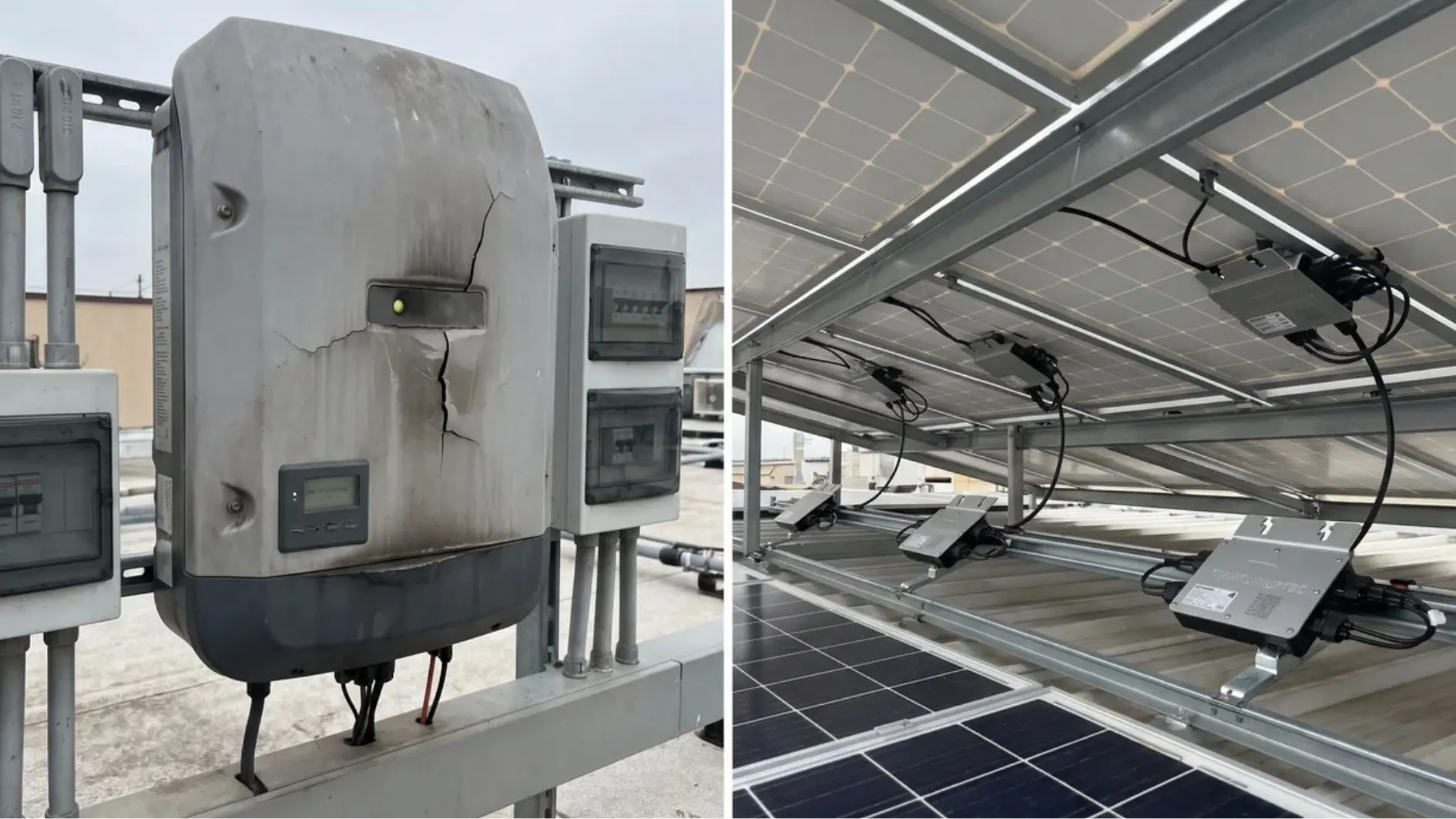 String inverter and microinverter components in solar installations