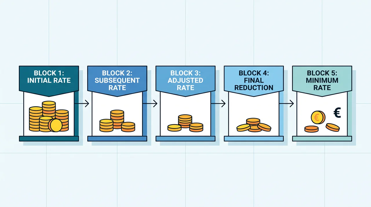 Diagram of sequential pricing blocks with decreasing payment rates
