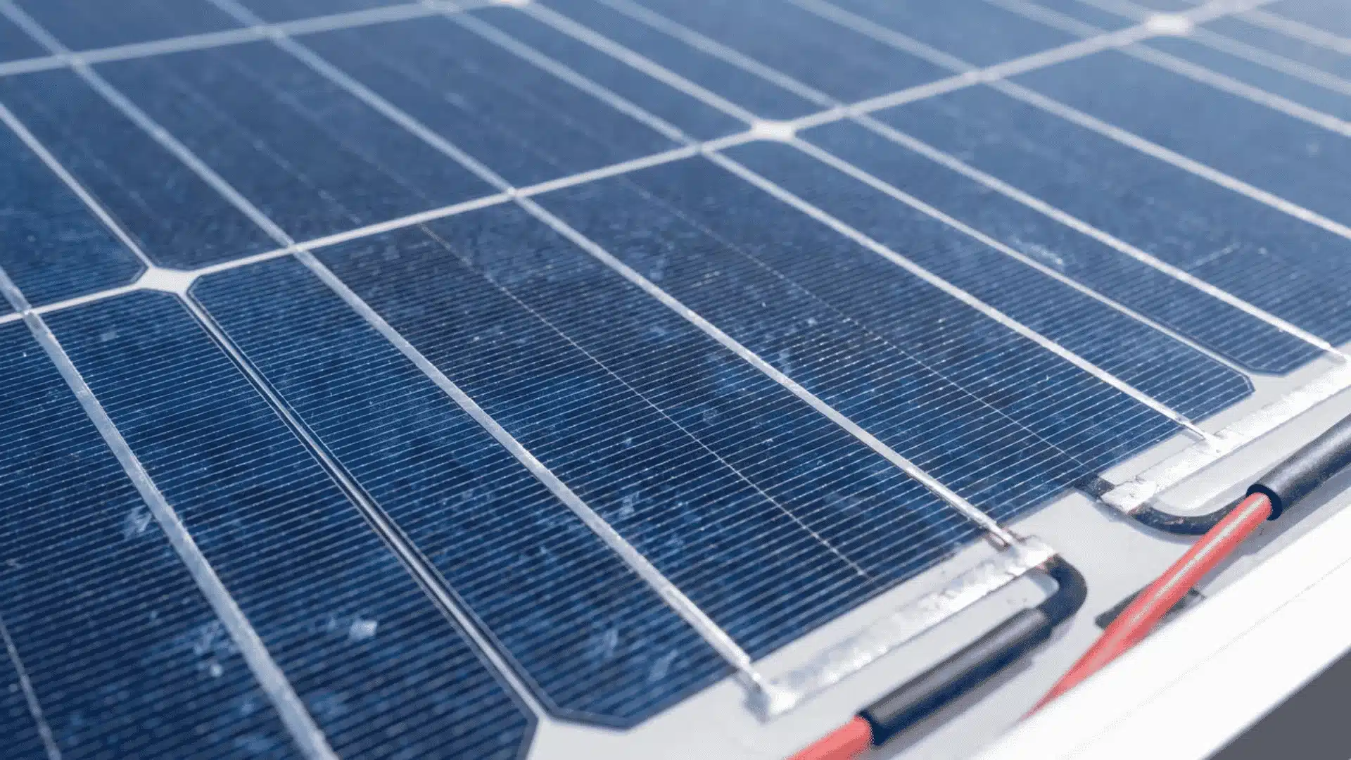 Solar photovoltaic cells converting sunlight into electricity inside a solar panel.