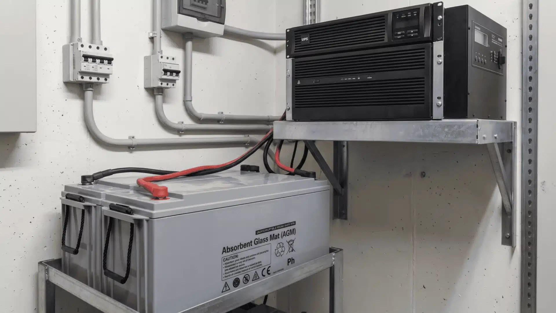 AGM battery connected to a standby backup power system