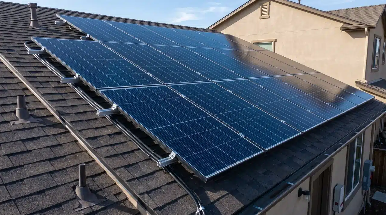 Rooftop solar system showing solar ownership considerations