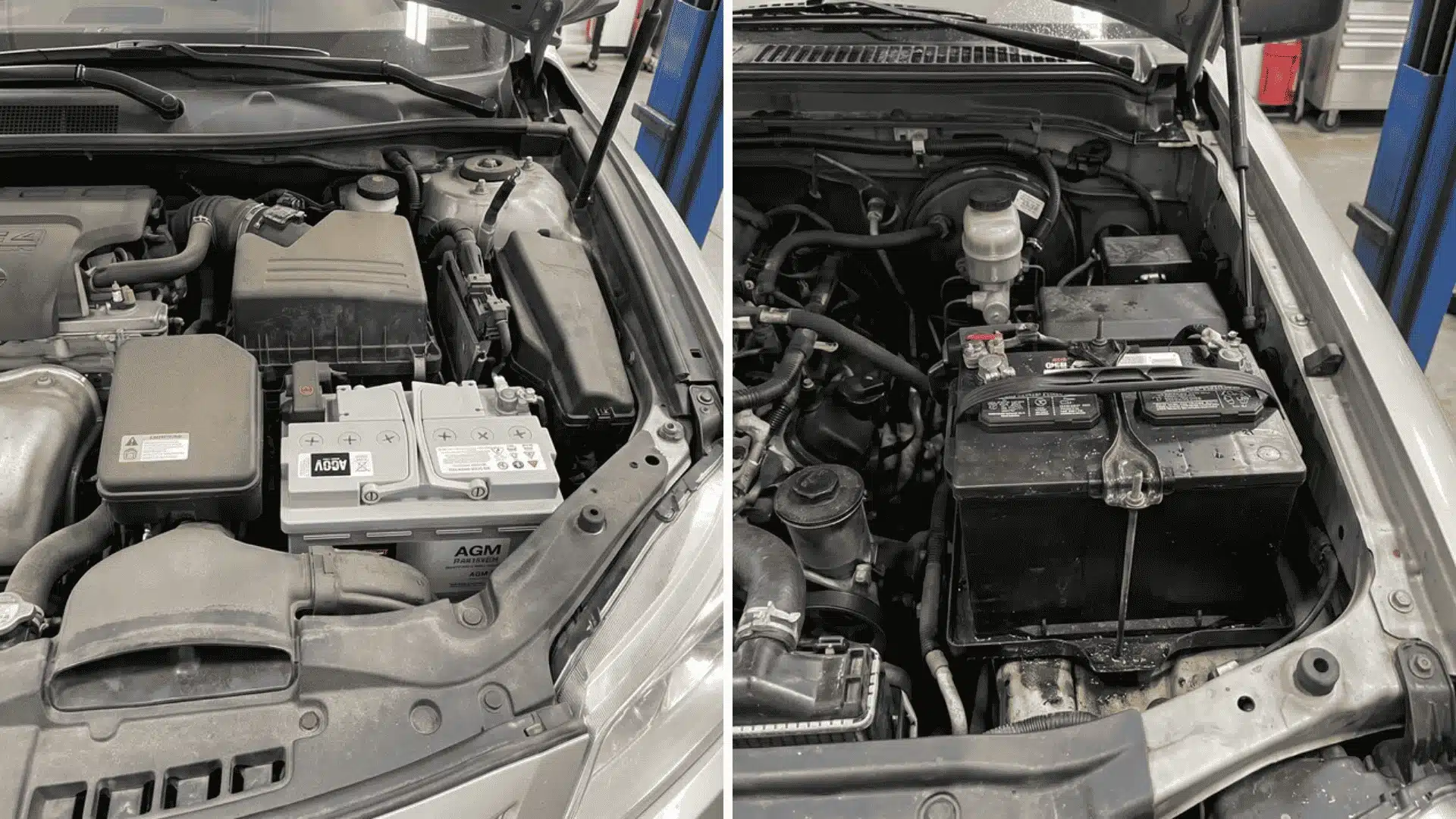 AGM and flooded batteries shown for vehicle use selection