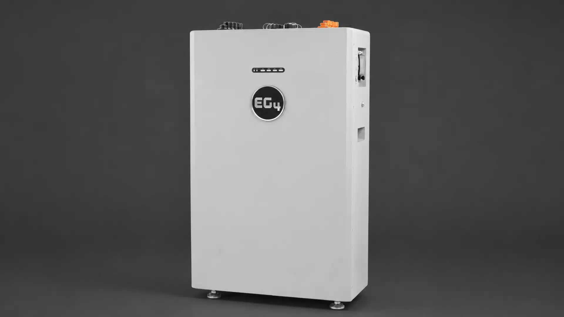 EG4 wall-mount battery displayed against a dark solid background for home energy storage